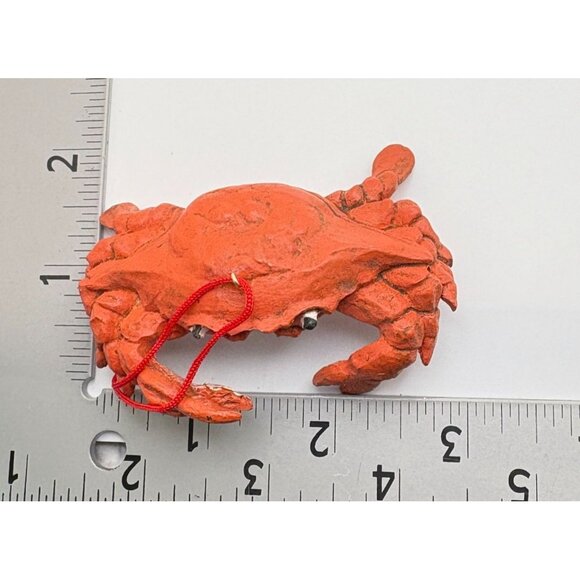 Vintage Clay Red Crab Christmas Tree Ornament Beach Ocean Life Coastal - Picture 3 of 7